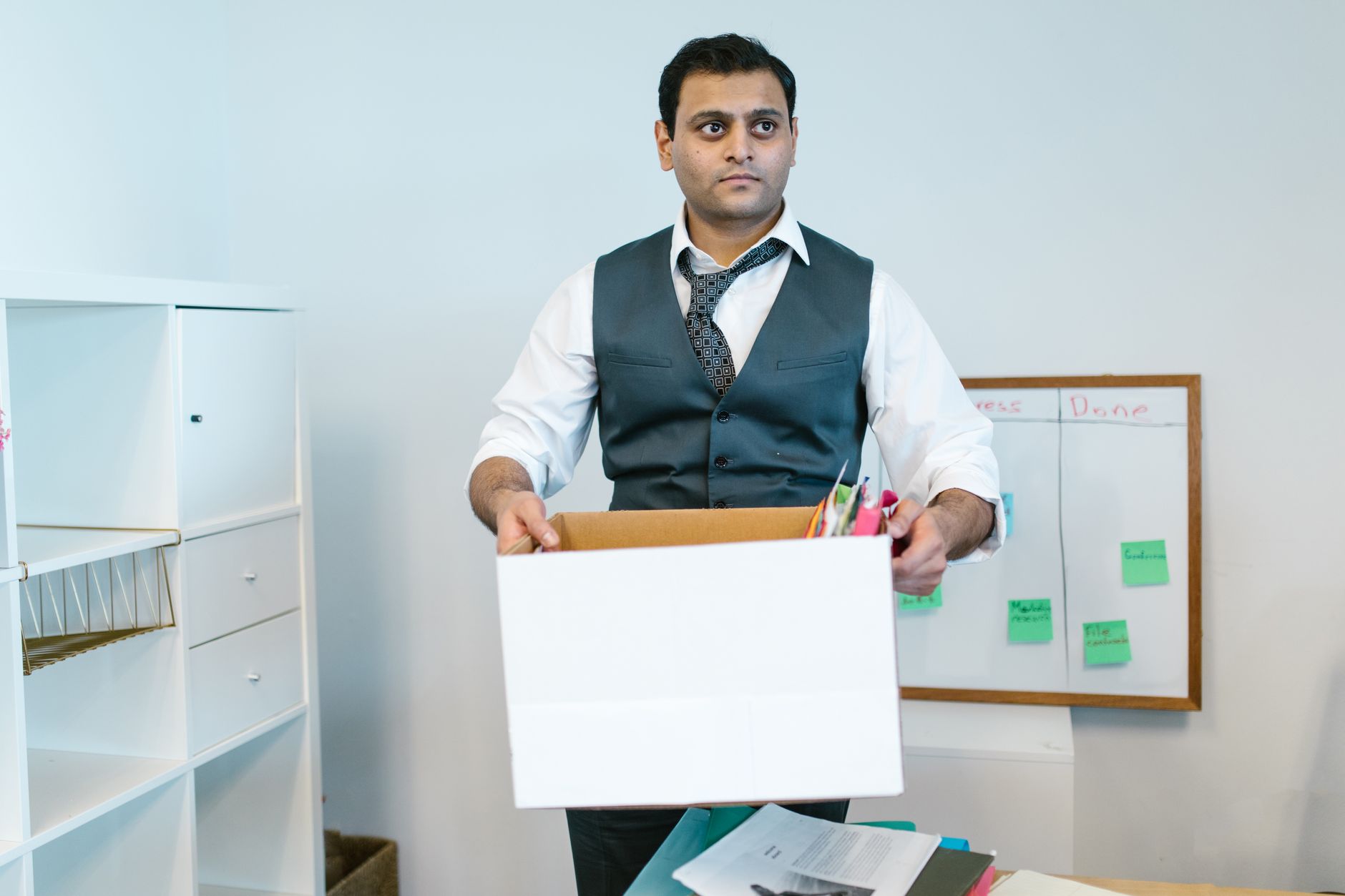 Entrepreneur at desk making a career decision